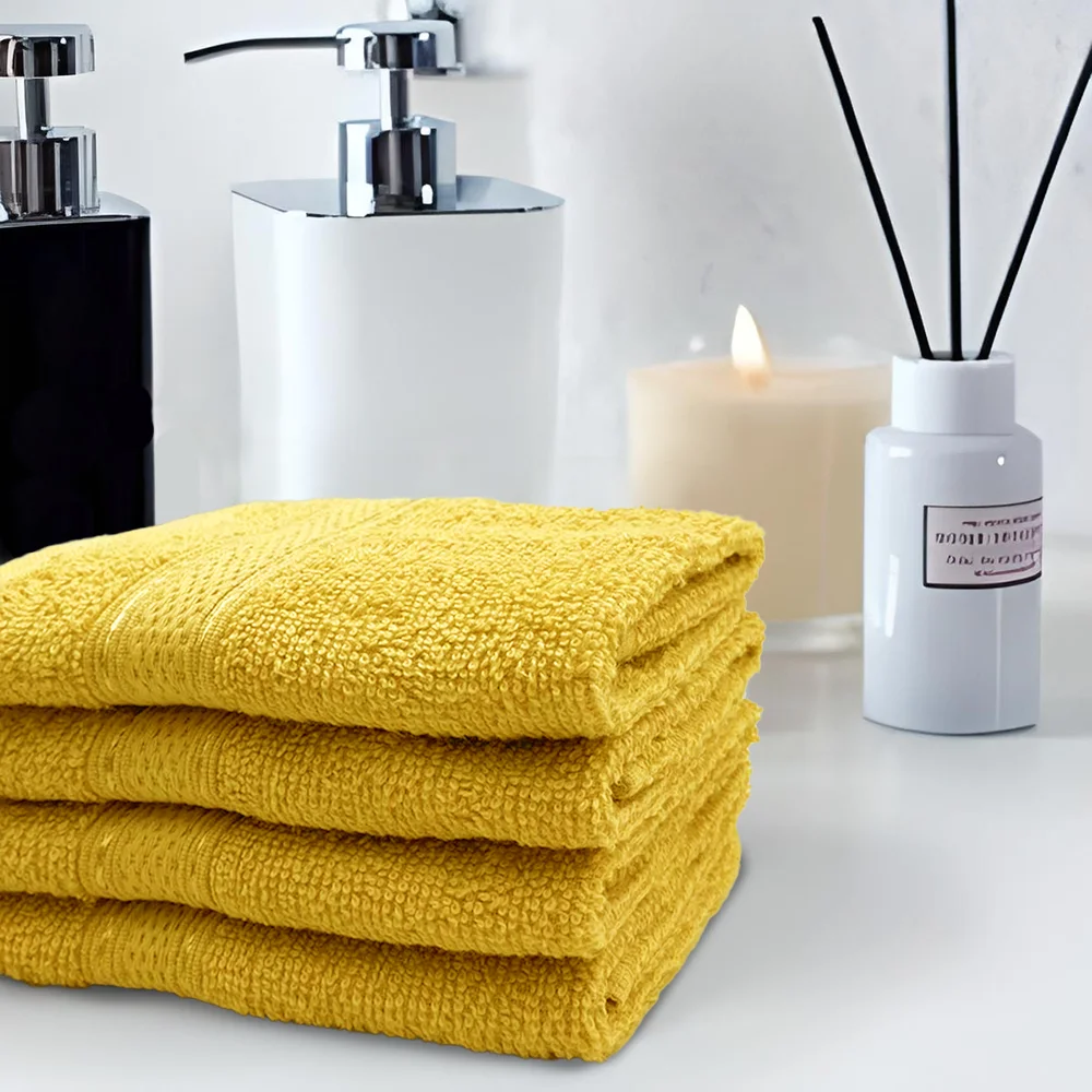 BYFT Daffodil Cotton Towel Yellow Luxury - Soft, Absorbent, Quick-Dry, 500 GSM Bath Towel Set