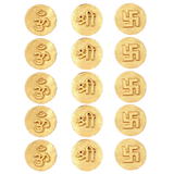 D Viswa Pooja Essentials "Om Shri Swastik" Handpainted 15-Piece Set Made from Desi Cow Dung for Puja & Home Decor