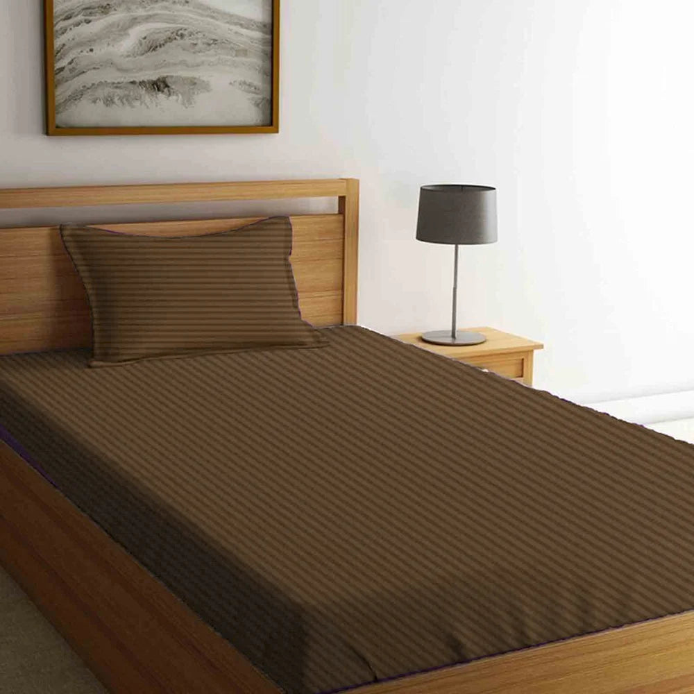 BYFT Tulip - Fitted Sheet 1 Cm Satin Stripe| Cotton, 300 TC, Soft & Luxurious Bed Linen