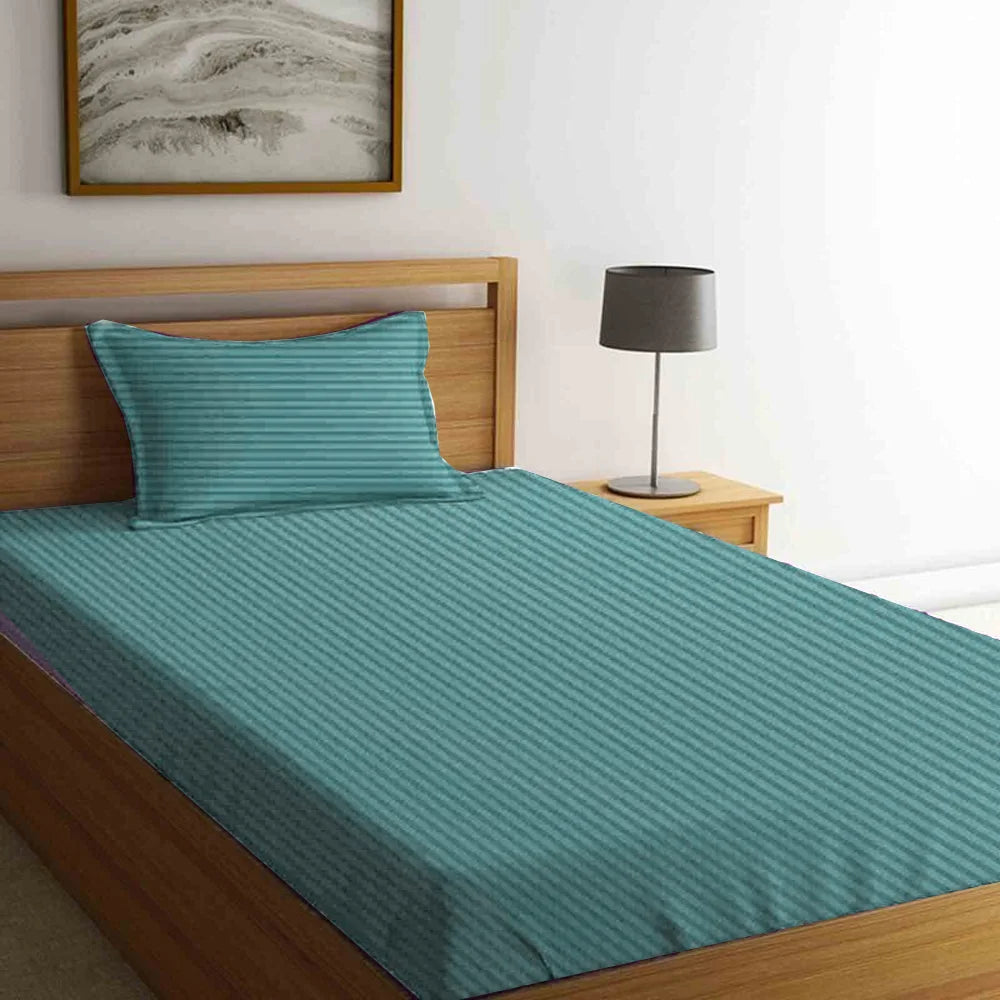 BYFT Tulip - Fitted Sheet 1 Cm Satin Stripe| Cotton, 300 TC, Soft & Luxurious Bed Linen