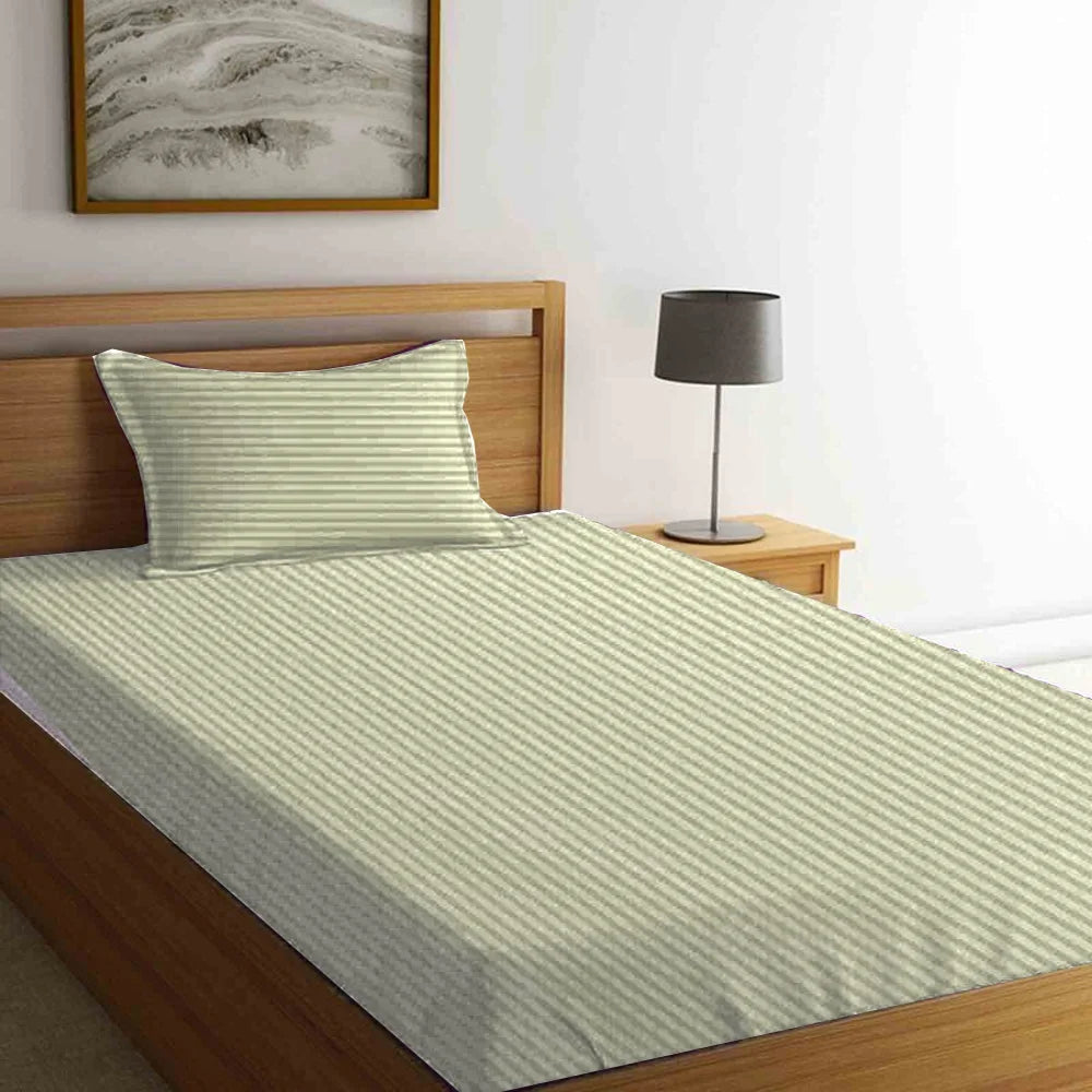 BYFT Tulip - Fitted Sheet 1 Cm Satin Stripe| Cotton, 300 TC, Soft & Luxurious Bed Linen