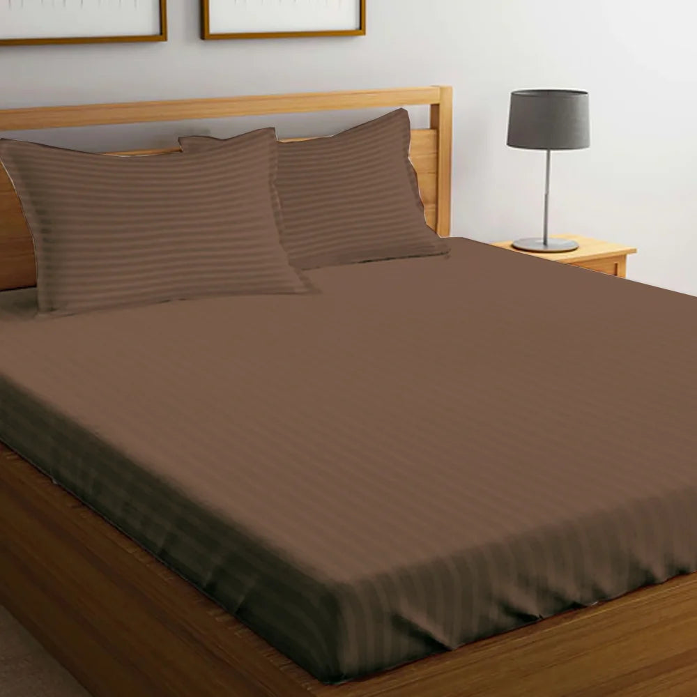BYFT Tulip - Fitted Sheet 1 Cm Satin Stripe| Cotton, 300 TC, Soft & Luxurious Bed Linen