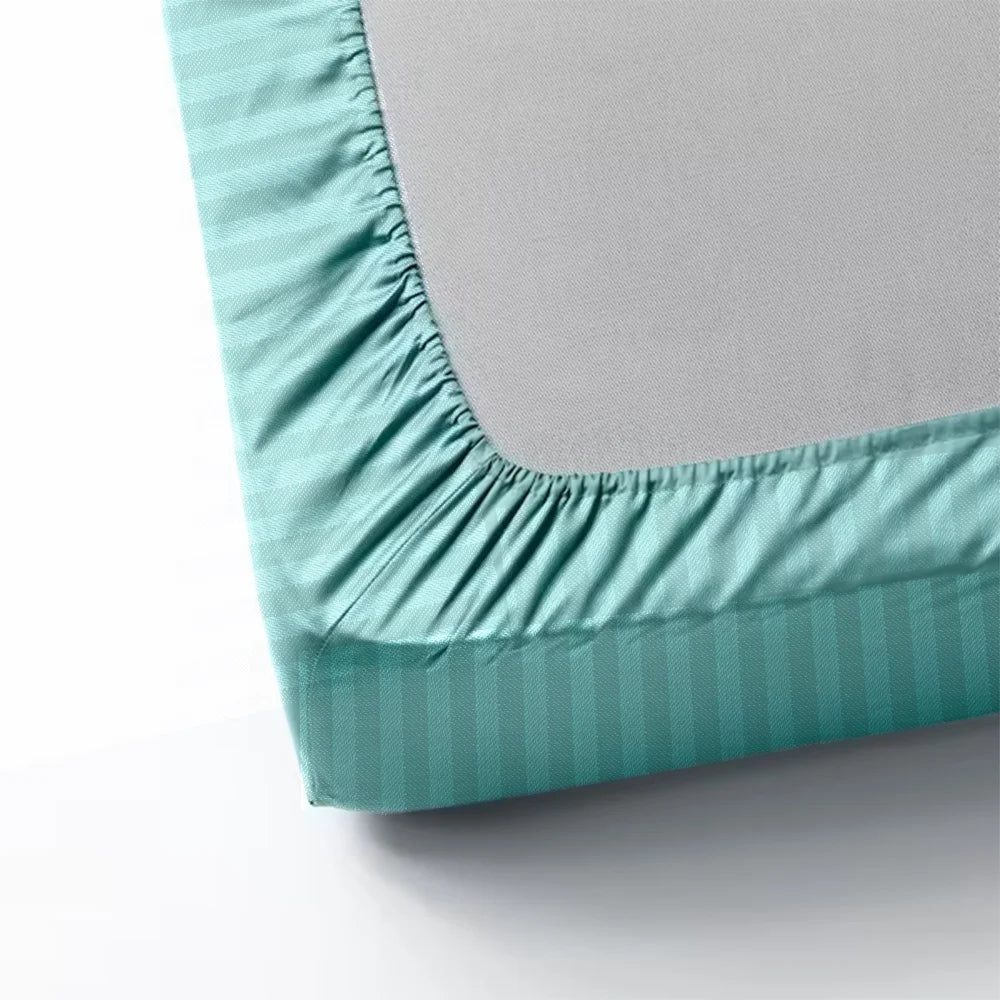 BYFT Tulip - Fitted Sheet 1 Cm Satin Stripe| Cotton, 300 TC, Soft & Luxurious Bed Linen
