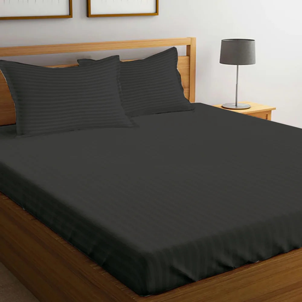 BYFT Tulip - Fitted Sheet 1 Cm Satin Stripe| Cotton, 300 TC, Soft & Luxurious Bed Linen