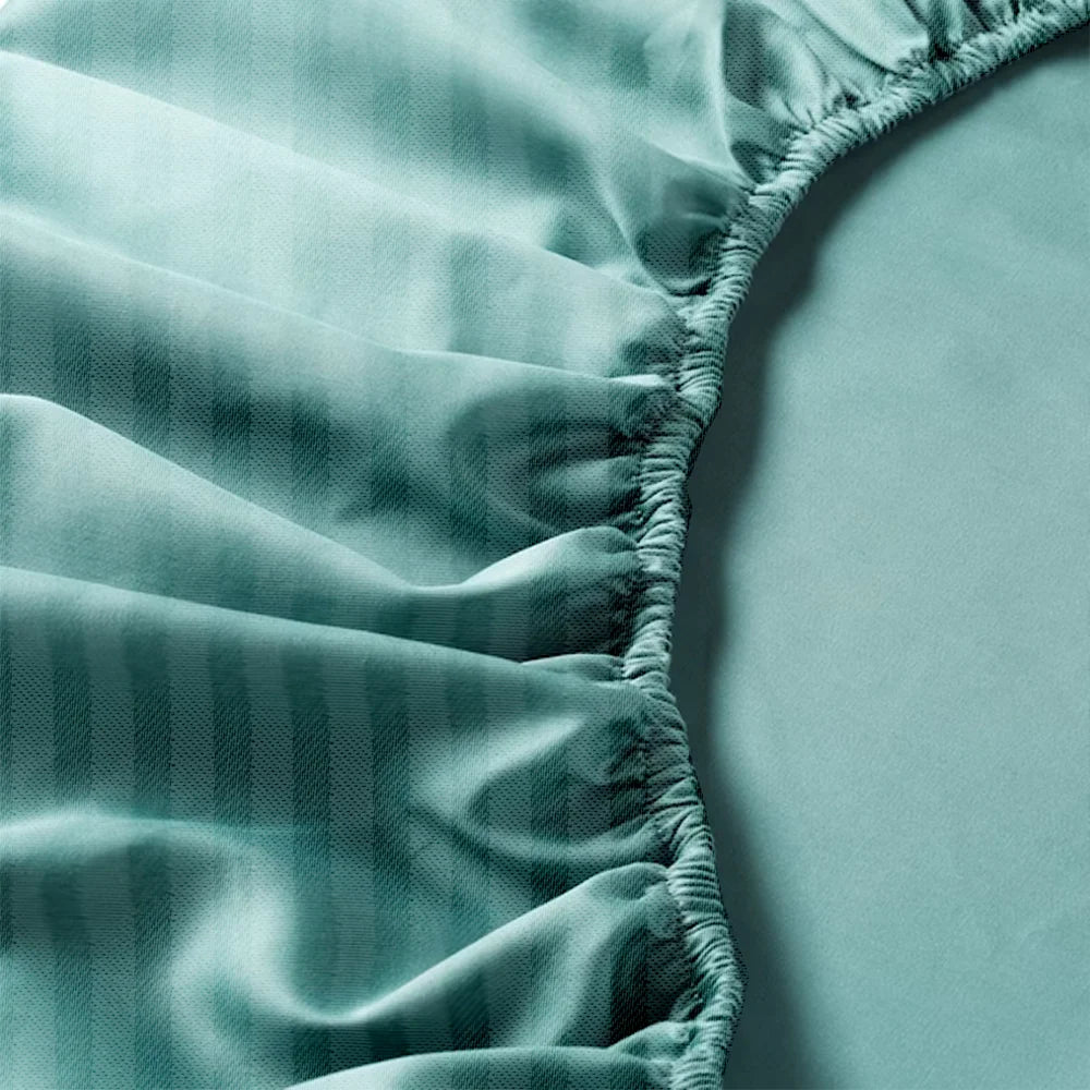 BYFT Tulip - Fitted Sheet 1 Cm Satin Stripe| Cotton, 300 TC, Soft & Luxurious Bed Linen
