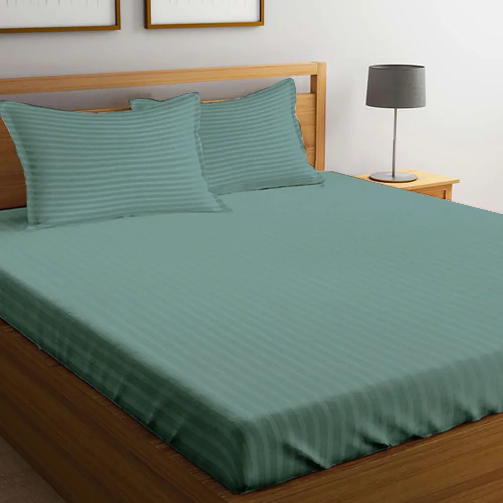 BYFT Tulip - Fitted Sheet 1 Cm Satin Stripe| Cotton, 300 TC, Soft & Luxurious Bed Linen