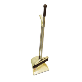 BYFT008328 AKC Broom _ Dustpan White Brown Plastic Set of 1