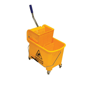 BYFT008515 AKC Mop Bucket with Side Press Wringer Yellow Plastic Set of 1
