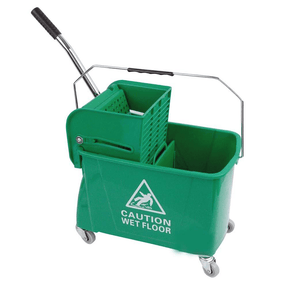 BYFT008517 AKC Mop Bucket with Wheel _ Wringer 20 Ltr Green Plastic Set of 1