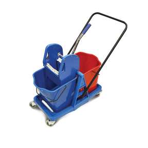 BYFT008520 AKC Mop Trolley with Two Buckets and Wringer 50 Ltr Plastic Set of 1