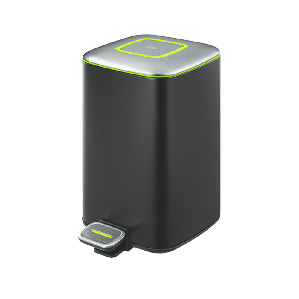 BYFT008594 EKO Trash Can with Lid 6 Ltr Black Silver Plastic Set of 1.png