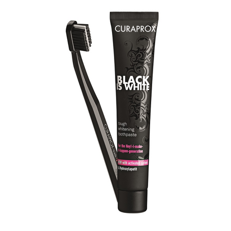 black is white toothpaste brush set