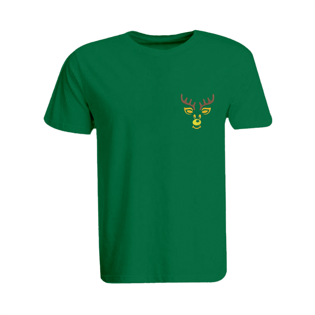 BYFT008840 BYFT Super Round Neck T Shirt Green Embroidery Reindeer Set of 1.png