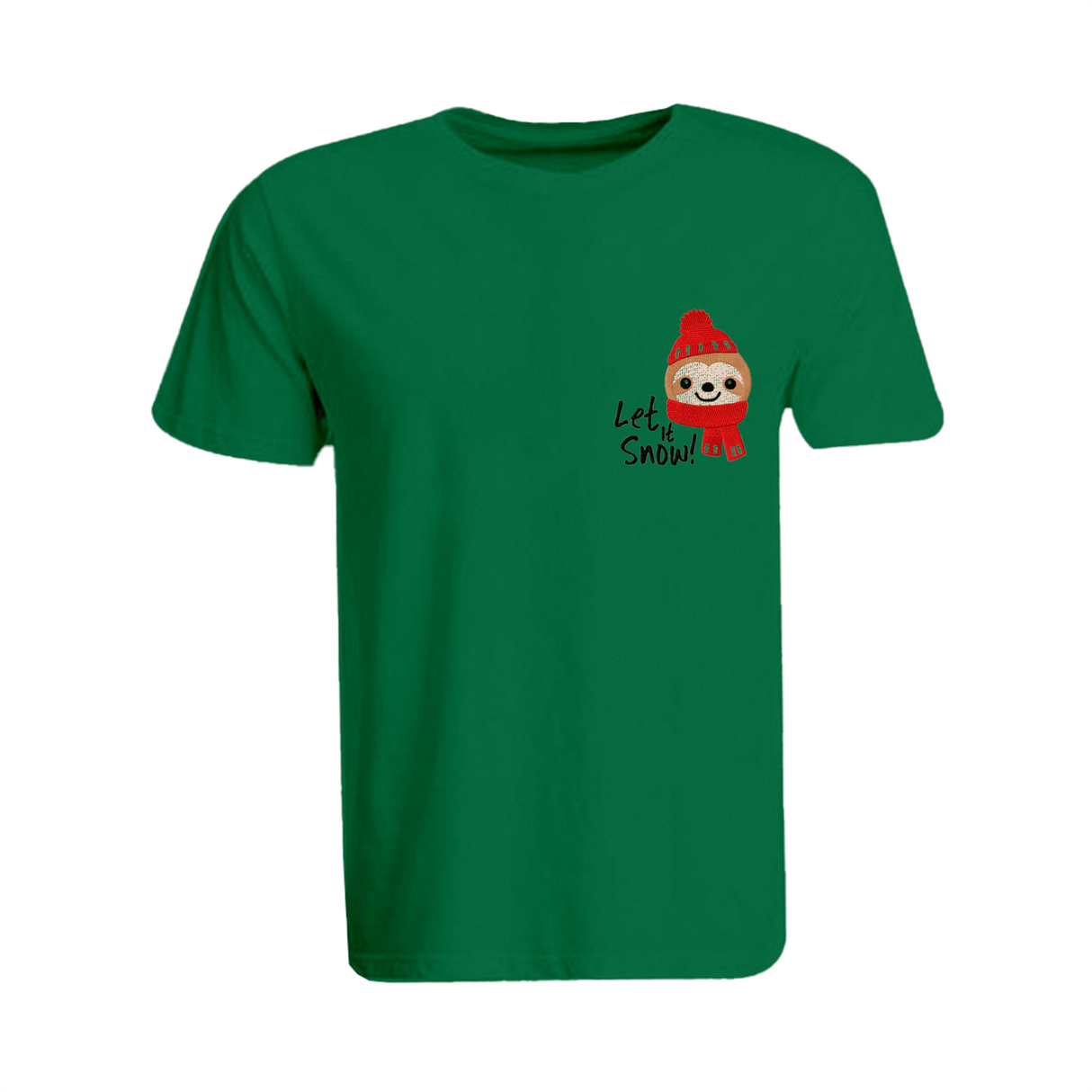 BYFT008841 BYFT Super Round Neck T Shirt Green Embroidery Koala Bear with Let it Snow Set of 1.png