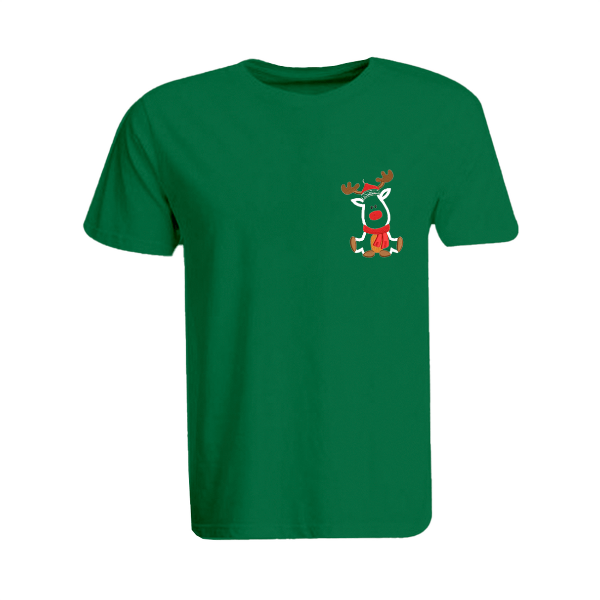 BYFT008842 BYFT Super Round Neck T Shirt Green Embroidery Reindeer With Christmas Cap Set of 1.png