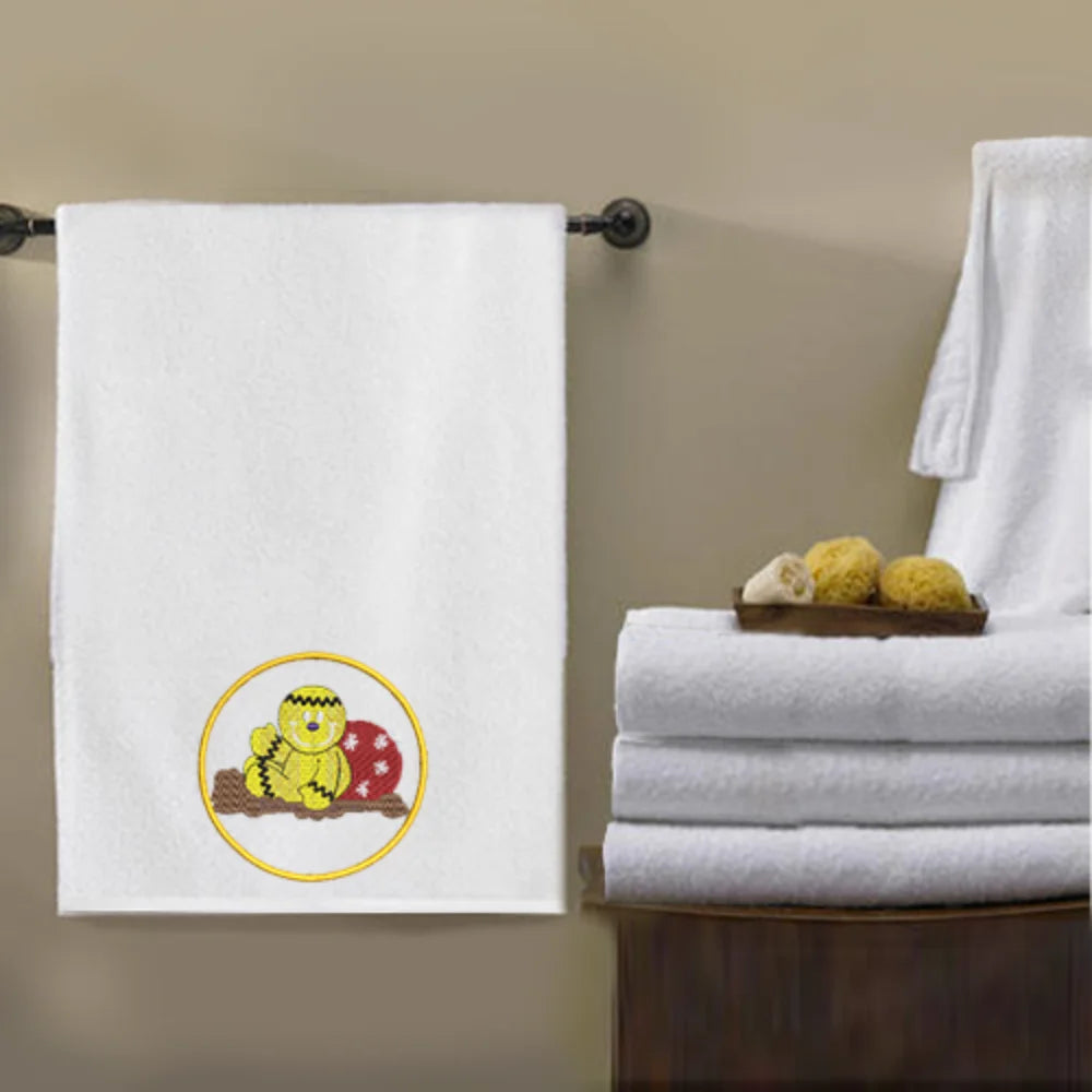BYFT Embroidered For You Personalised Cotton Towel - Gingerbread Design High Quality Embroidery Perfect For Gifting
