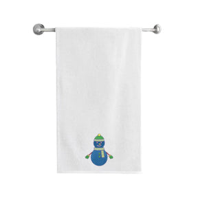 BYFT Embroidered For You Personalised Cotton Towel - Snowman - Blue Design High Quality Embroidery Perfect For Gifting