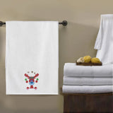 BYFT Embroidered For You Personalised Cotton Towel - Reindeer with Christmas Ornament Design High Quality Embroidery Perfect For Gifting