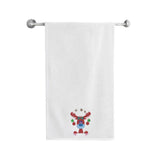 BYFT Embroidered For You Personalised Cotton Towel - Reindeer with Christmas Ornament Design High Quality Embroidery Perfect For Gifting
