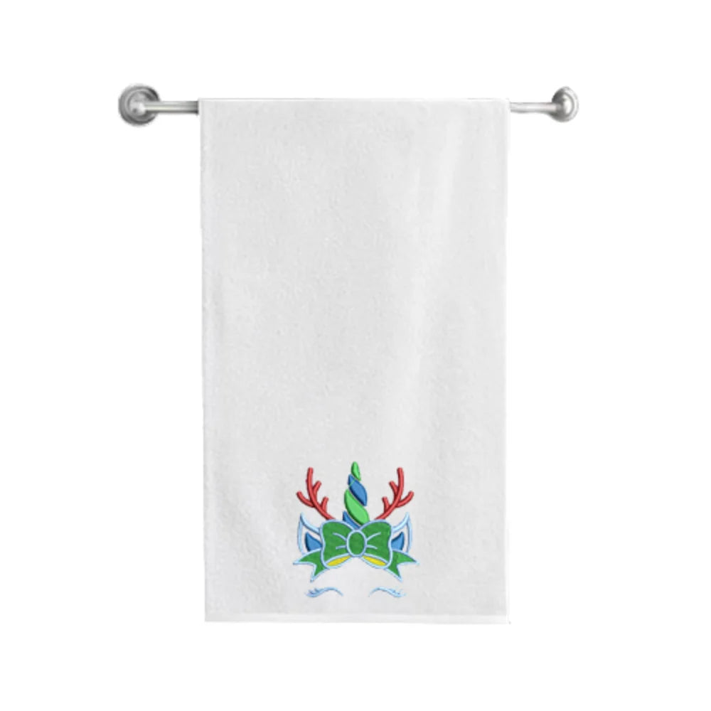 BYFT Embroidered For You Personalised Cotton Towel - Reindeer Unicorn Design High Quality Embroidery Perfect For Gifting