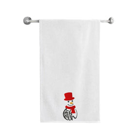 BYFT Embroidered For You Personalised Cotton Towel - Faith Snowman Design High Quality Embroidery Perfect For Gifting