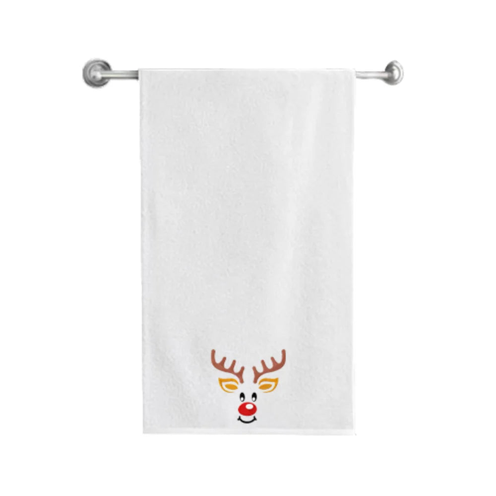 BYFT Embroidered For You Personalised Cotton Towel - Reindeer Design High Quality Embroidery Perfect For Gifting