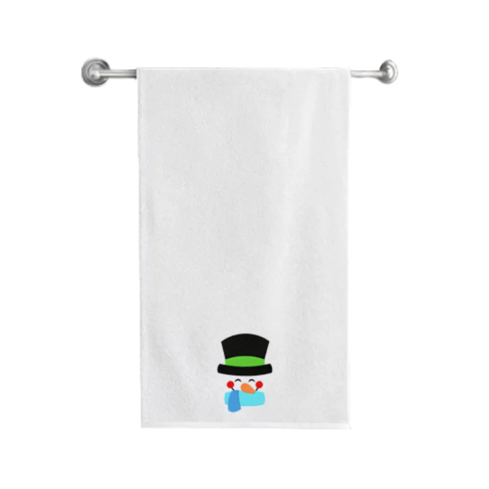 BYFT Embroidered For You Personalised Cotton Towel - Snowman with Scarf & Black Cap Design High Quality Embroidery Perfect For Gifting