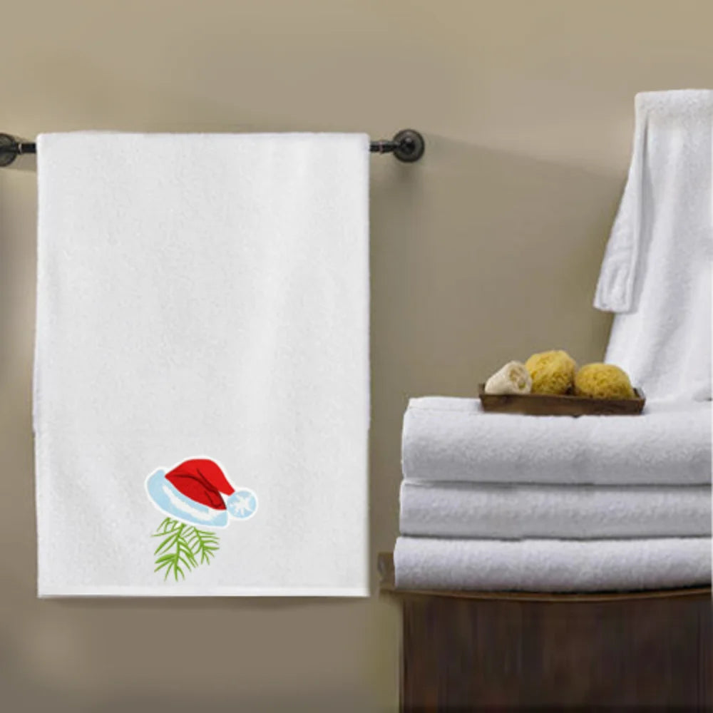 BYFT Embroidered For You Personalised Cotton Towel - Christmas Cap Design High Quality Embroidery Perfect For Gifting