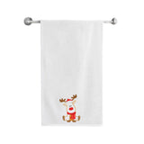 BYFT Embroidered For You Personalised Cotton Towel - Reindeer with Christmas Cap & Scarf Design High Quality Embroidery Perfect For Gifting