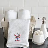 BYFT Embroidered For You Personalised Cotton Towel - Reindeer with Christmas Ornament Design High Quality Embroidery Perfect For Gifting