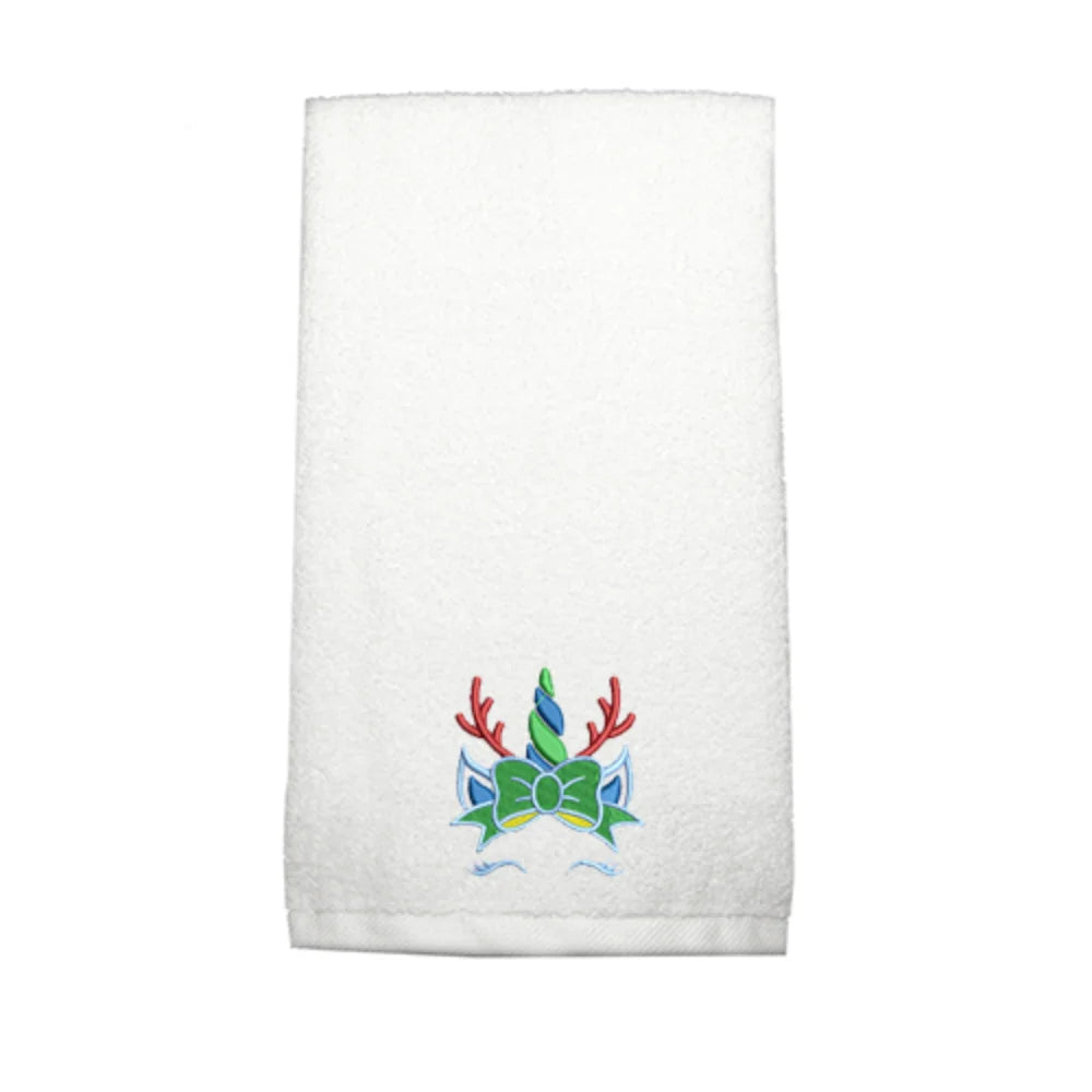BYFT Embroidered For You Personalised Cotton Towel - Reindeer Unicorn Design High Quality Embroidery Perfect For Gifting