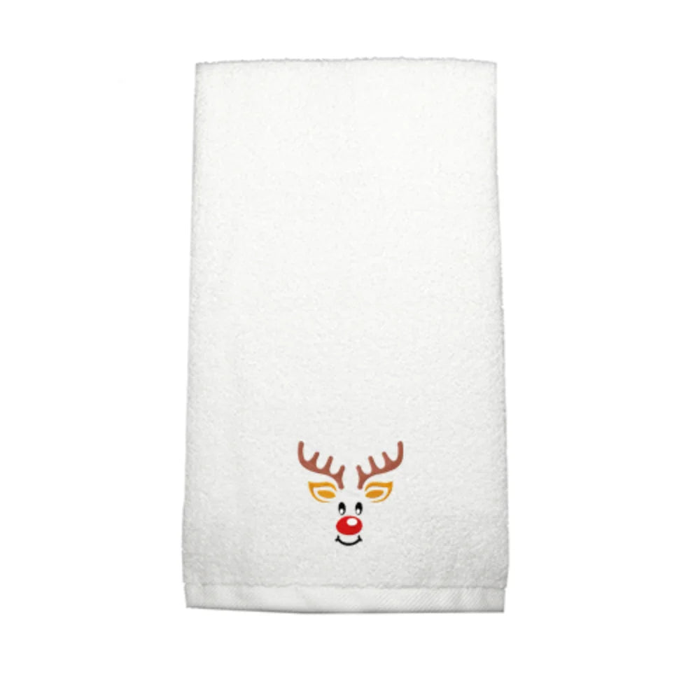 BYFT Embroidered For You Personalised Cotton Towel - Reindeer Design High Quality Embroidery Perfect For Gifting
