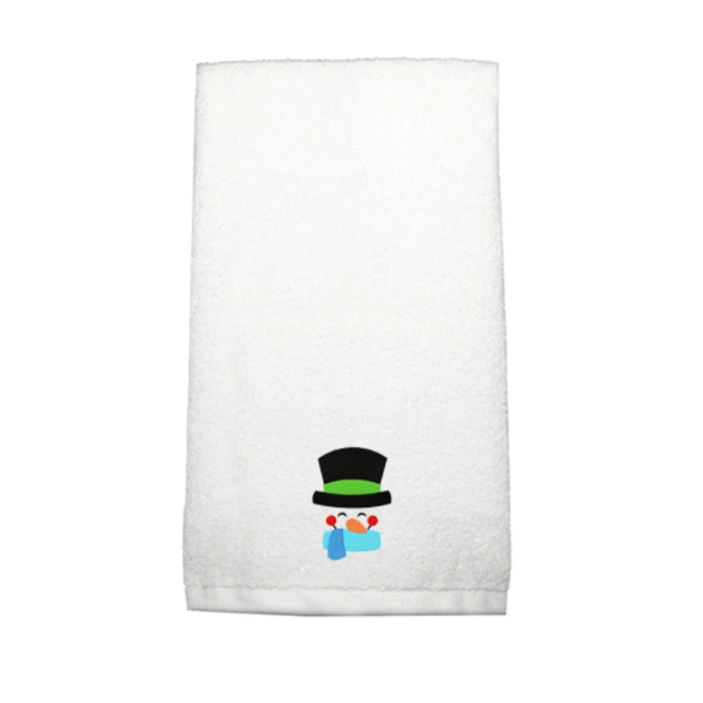 BYFT Embroidered For You Personalised Cotton Towel - Snowman with Scarf & Black Cap Design High Quality Embroidery Perfect For Gifting