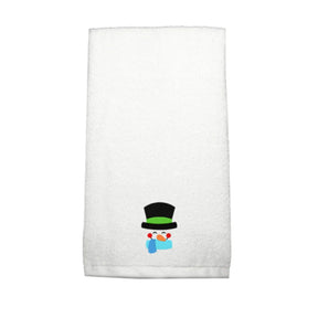 BYFT Embroidered For You Personalised Cotton Towel - Snowman with Scarf & Black Cap Design High Quality Embroidery Perfect For Gifting