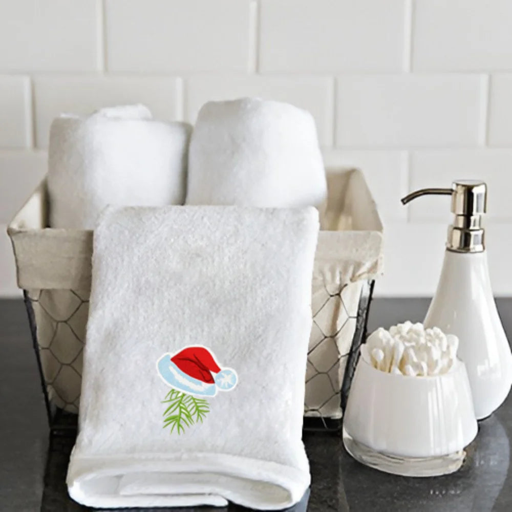 BYFT Embroidered For You Personalised Cotton Towel - Christmas Cap Design High Quality Embroidery Perfect For Gifting