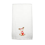 BYFT Embroidered For You Personalised Cotton Towel - Reindeer with Christmas Cap & Scarf Design High Quality Embroidery Perfect For Gifting