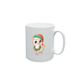 BYFT009070 BYFT Printed Mugs White Llama with Christmas Cap Ceramic Set of 1