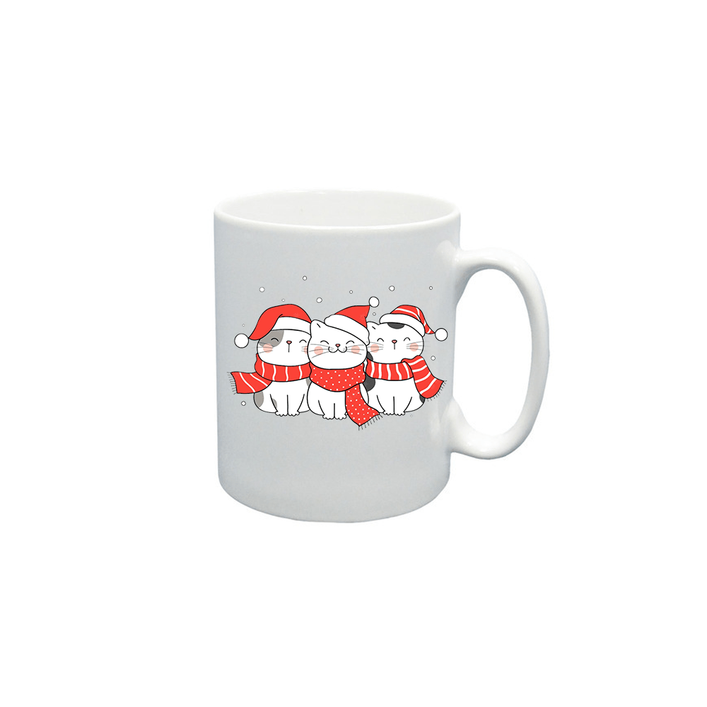 BYFT009074 BYFT Printed Mugs White Three Cats With Scarf Christmas Cap Ceramic Set of 1.png