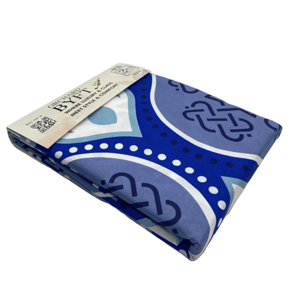 BYFT Orchard Comfort - Blue Portuguese Bed Sheet (150 x 230 Cm) with Pillow Case (50 x 75 Cm)| Microfiber, 65 Gsm, Soft & Luxurious Bed Linen