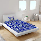 BYFT Orchard Comfort - Blue Portuguese Bed Sheet (150 x 230 Cm) with Pillow Case (50 x 75 Cm)| Microfiber, 65 Gsm, Soft & Luxurious Bed Linen