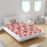 BYFT Orchard Comfort - Cream Jaipuri Patch Pattern Bed Sheet (150 x 230 Cm) with Pillow Case (50 x 75 Cm)| Microfiber, 65 Gsm, Soft & Luxurious Bed Linen