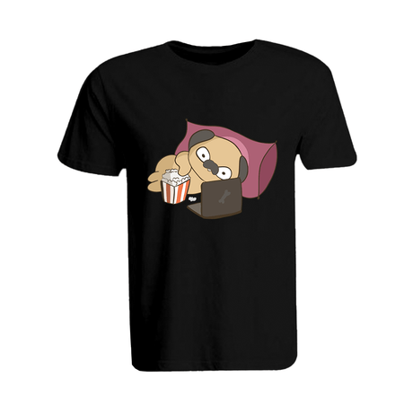 BYFT009204 BYFT Printed Cotton Male Round Neck Black T Shirts Binge Watching Pug Design Set of 1.png