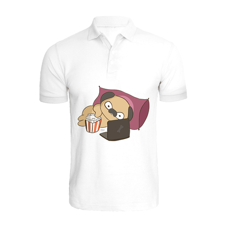 BYFT009212 BYFT Printed Cotton Male Polo Neck White T Shirts Binge Watching Pug Design Set of 1.png