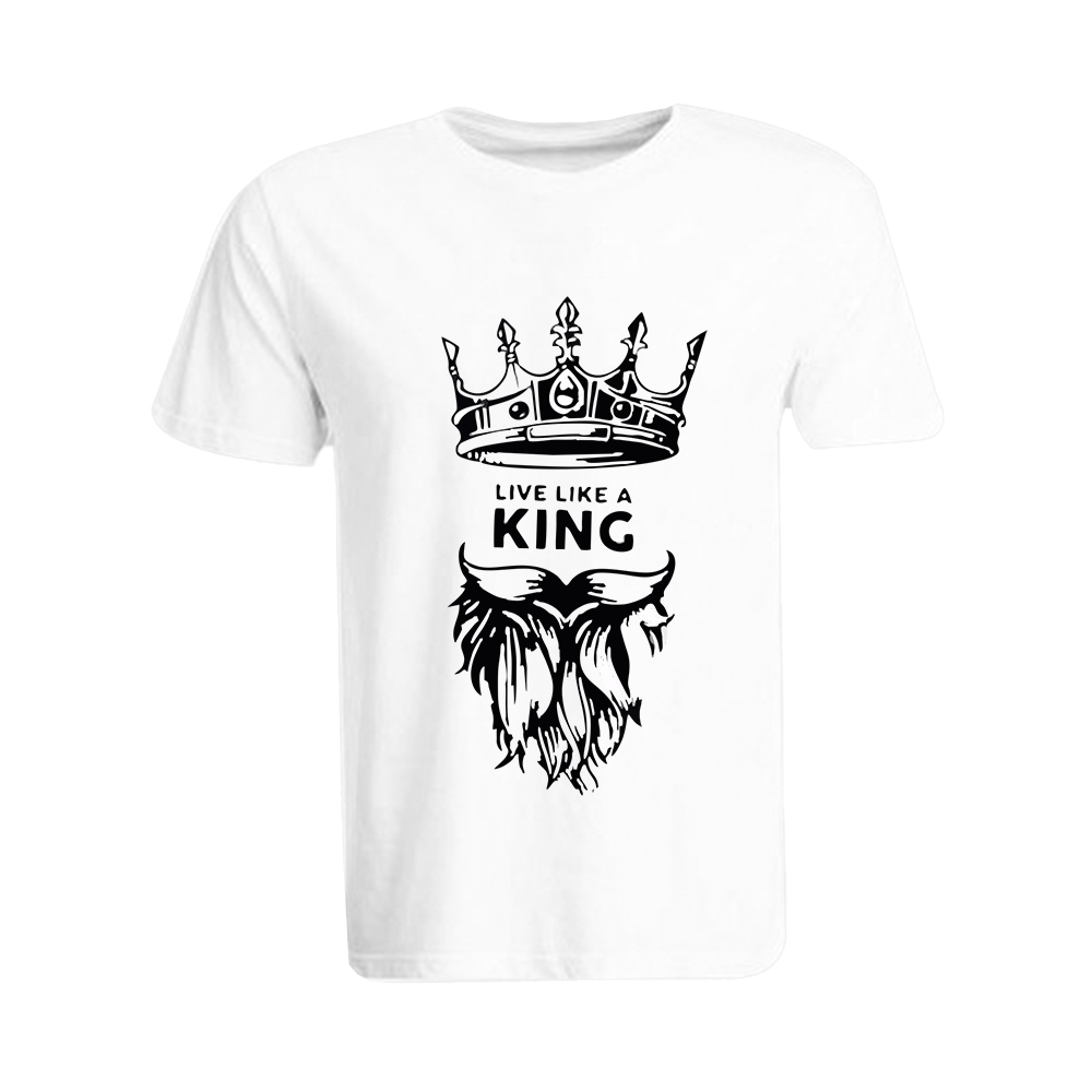 BYFT009226 BYFT Printed Cotton Male Round Neck White T Shirts Live Like A King Design Set of 1.png