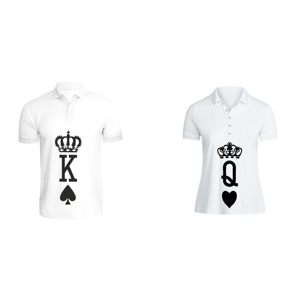 BYFT009297 BYFT Printed Cotton Couple Polo Neck White T Shirts Crown King Queen Design Set of 2.png