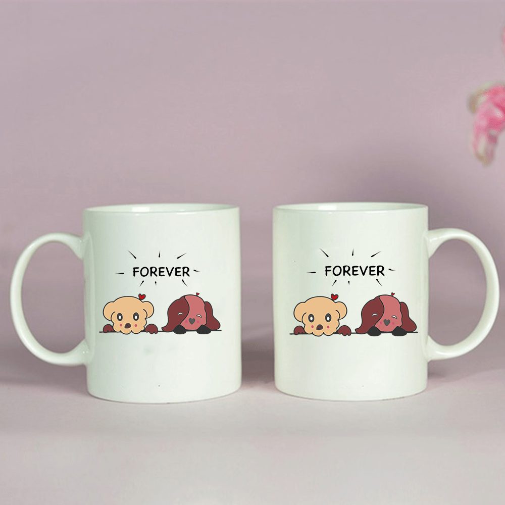 BYFT009326 BYFT Printed MUGS White Forever Design 300 ml Ceramic Set of 2.jpg