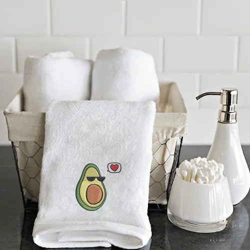 BYFT Embroidered For You Personalised Cotton Towel - Avacado with Pit Design High Quality Embroidery Perfect For Gifting