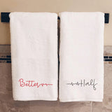 BYFT Embroidered For You Personalised Couple Towel - Better Half Design High Quality Embroidery Perfect For Gifting