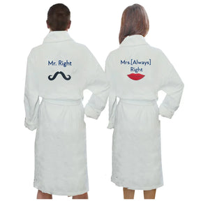 BYFT Embroidered For You Personalised Couple Bathrobe - Mr. Right & Mrs. Always Right Design High Quality Embroidery Perfect For Gifting
