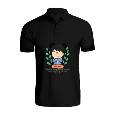 BYFT009440 BYFT Printed Polo Neck Black T Shirt Giving Yourself a Break Design Set of 1.jpg